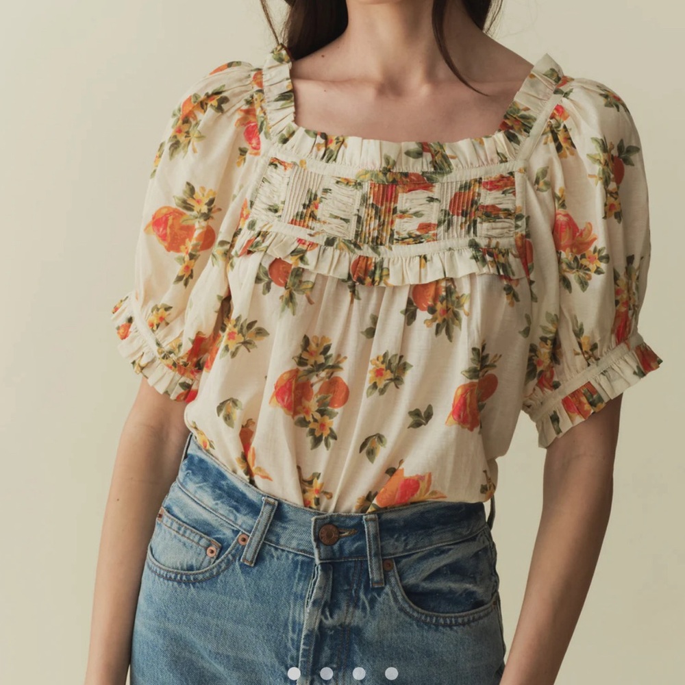 Doen Frances Top with Orange Fruit Print